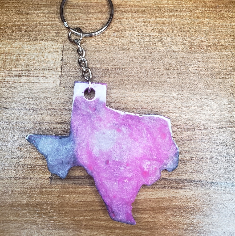 Texas pink and purple keychain